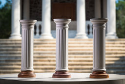 a group of pillars on a table