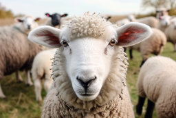 Close-up of a Sheep with Other Sheep Behind