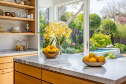 Bright Kitchen Interior with a View of the Garden