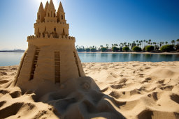 Intricate Sand Castle on Sunny Beach