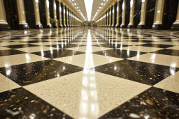 Elegant Checkerboard Tiled Hallway