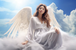 Une femme dans une robe blanche avec des ailes