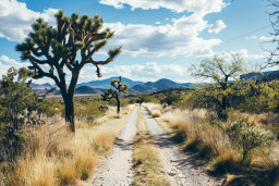 Desert Road with Joshua Trees