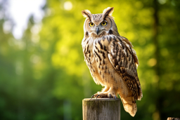 an owl perched on a post