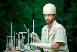 Scientist with Soil Testing Equipment
