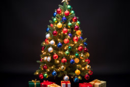 Festive Christmas Tree with Colorful Decorations