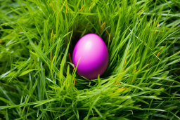 Purple Egg Nestled in Green Grass