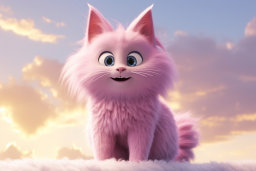 Animated Pink Fluffy Cat