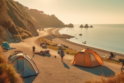 Un groupe de tentes sur une plage