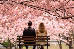 Couple Enjoying Cherry Blossoms