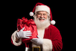 Santa Claus Holding Christmas Gift