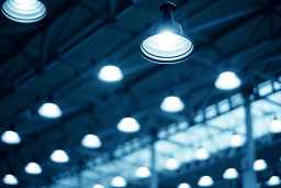 Industrial Ceiling Lights in Blue Tones