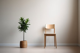 une chaise et une plante en pot