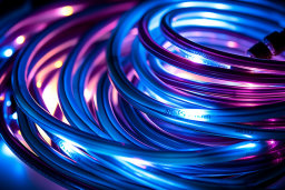 Coiled Fiber Optic Cables with Vibrant Lighting