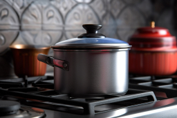 a close up of a pot on a stove