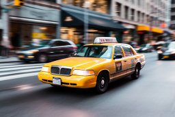 Un taxi jaune dans la rue