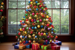 Colorful Christmas Tree with Gifts