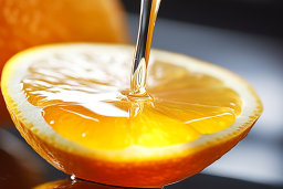 Refreshing Orange Slice with Pouring Water