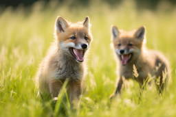 two foxes in the grass