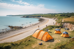 Un groupe de tentes sur une plage