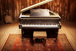 Vintage Grand Piano in Rustic Interior