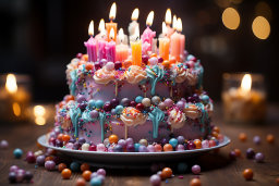 Un pastel con velas en la parte superior