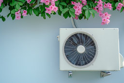 Outdoor Air Conditioning Unit with Flowers