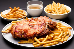Roasted Chicken and French Fries Meal