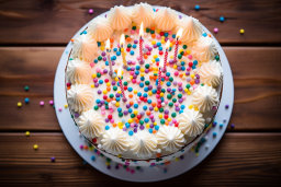 Colorful Birthday Cake with Candles