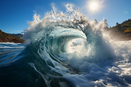 a wave crashing into the water