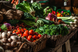 Fresh and Colorful Vegetable Market Display