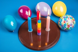 Colorful Birthday Candles and Balloons