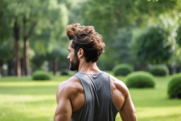 Man with Muscular Back Outdoors