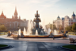 a fountain in a city