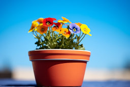une plante en pot avec des fleurs colorées