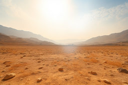 un gran paisaje del desierto plano con montañas y cielo azul
