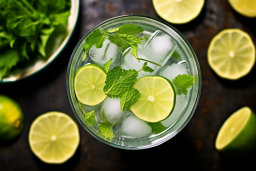 Un verre d'eau avec des tranches de glace et de citron vert