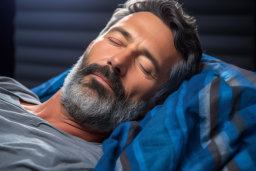 a man sleeping in bed