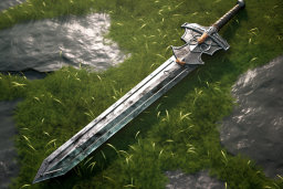 Une épée allongée sur l'herbe