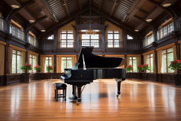 Grand Piano in Elegant Wooden Hall