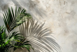 Palm Shadow on Textured Wall