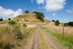 Rural Dirt Road Leading to a Hill