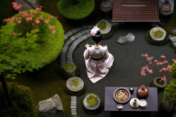Une femme dans un jardin japonais