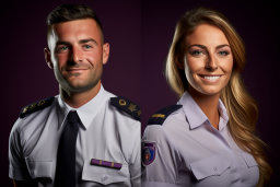 un collage d'un homme et d'une femme en uniforme