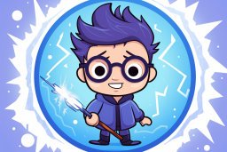 Cartoon Wizard with Sparkling Wand