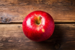 Fresh Red Apple on Wooden Table
