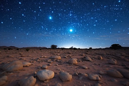 un cielo estrellado sobre un desierto