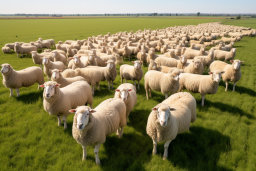 un grand groupe de moutons dans un champ