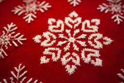 Red Knitted Snowflake Pattern