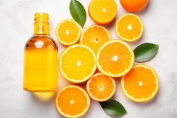 Orange Slices and Bottle of Oil